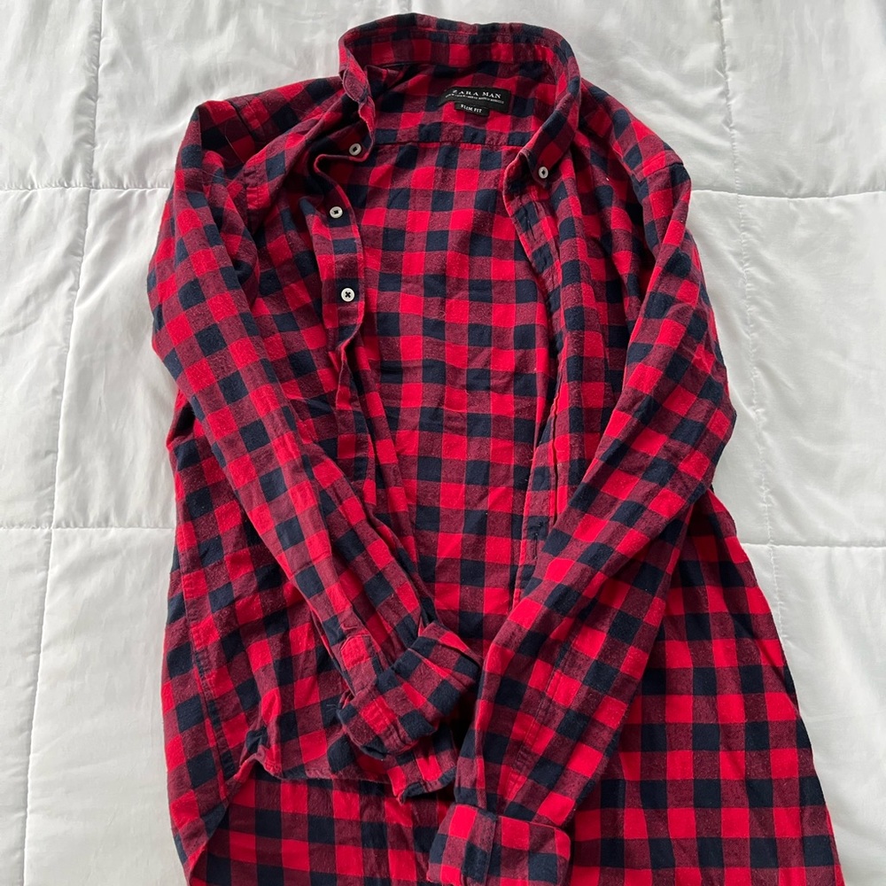 Zara men red flannel